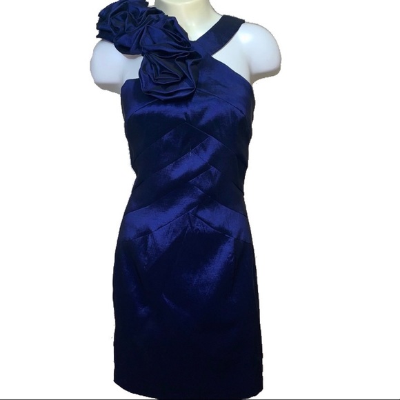 Ruffle Halter neck purple-blue mini dress - Picture 1 of 7